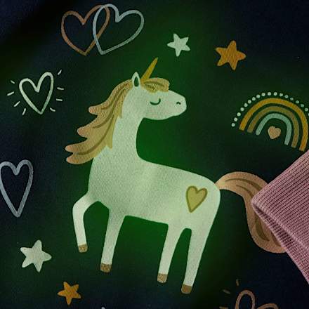 Schlafanzug mit Glow-in-the-Dark Einhorn-Motiv, blau, Gr. 92, 1 St