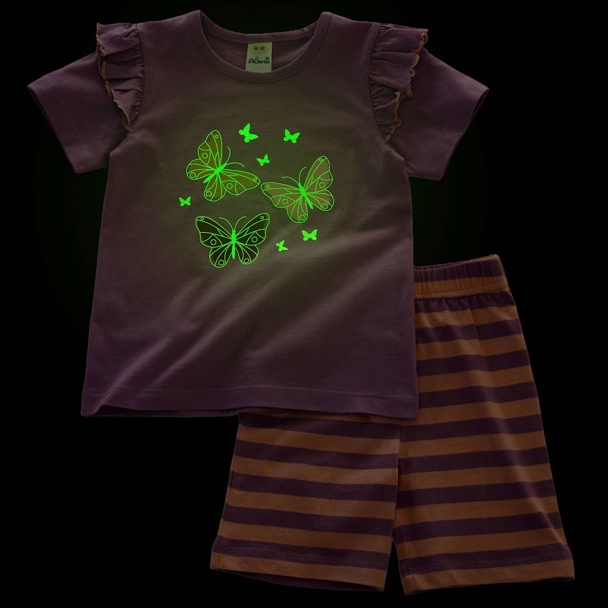 ALANA Schlafanzug mit Glow-in-the-Dark Schmetterlings-Motiv, lila, Gr. 92, 1 St
