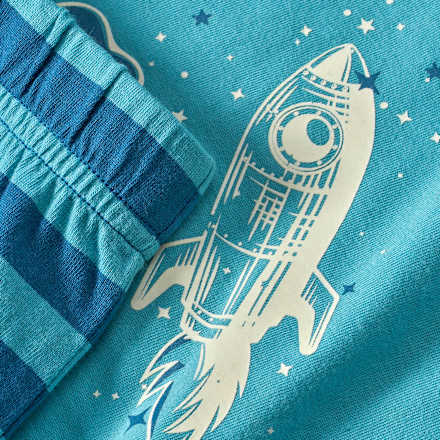 Schlafanzug mit Glow-in-the-Dark Weltall-Motiv, blau, Gr. 92, 1 St
