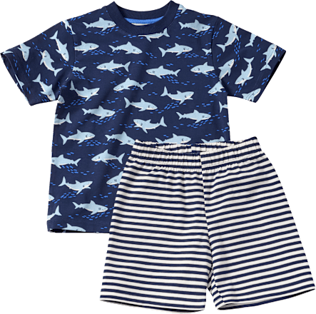 Schlafanzug mit Haifisch-Muster, blau, Gr. 104, 1 St