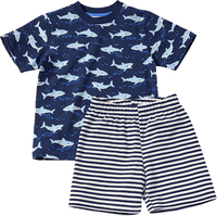 Schlafanzug mit Haifisch-Muster, blau, Gr. 92, 1 St