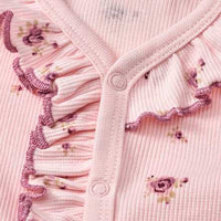 Schlafanzug mit Ripp-Struktur & Blumen-Muster, rosa, Gr. 50/56, 1 St