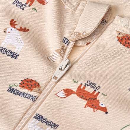 Schlafanzug mit Waldtier-Muster, beige, Gr. 46/48, 1 St