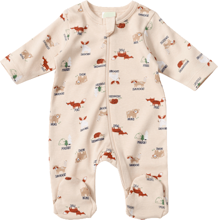 Schlafanzug mit Waldtier-Muster, beige, Gr. 46/48, 1 St