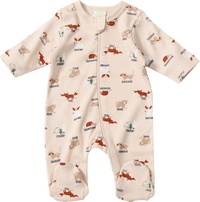 Schlafanzug mit Waldtier-Muster, beige, Gr. 46/48, 1 St