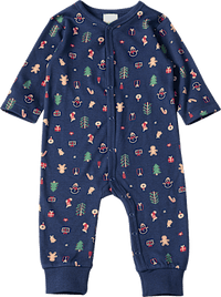 Schlafanzug mit Weihnachts-Muster, blau, Gr. 74/80, 1 St