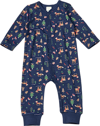 Schlafanzug mit Weihnachts-Muster, blau, Gr. 86/92, 1 St