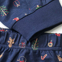 Schlafanzug mit Weihnachts-Muster, blau, Gr. 98, 1 St