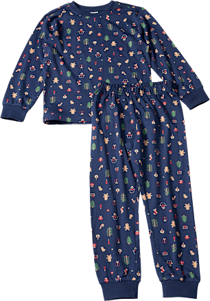 Schlafanzug mit Weihnachts-Muster, blau, Gr. 98, 1 St