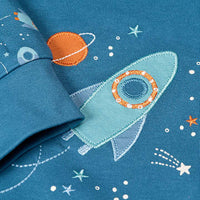 Schlafanzug mit Weltraum-Muster, blau & orange, Gr. 98, 1 St