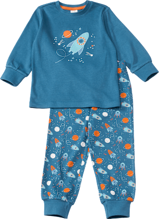 Schlafanzug mit Weltraum-Muster, blau & orange, Gr. 98, 1 St
