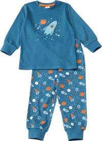 Schlafanzug mit Weltraum-Muster, blau & orange, Gr. 98, 1 St