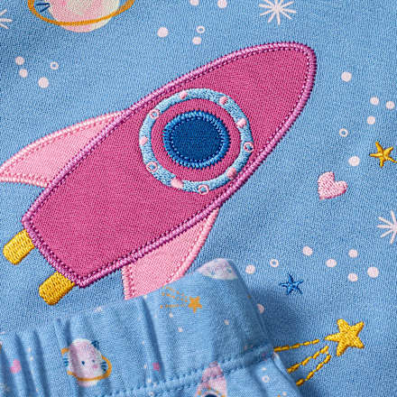 Schlafanzug mit Weltraum-Muster, blau & rosa, Gr. 92, 1 St