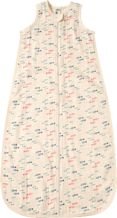 Schlafsack 0,5 TOG aus Musselin mit Fisch-Muster, beige, 100 cm, 1 St