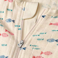 Schlafsack 0,5 TOG aus Musselin mit Fisch-Muster, beige, 130 cm, 1 St