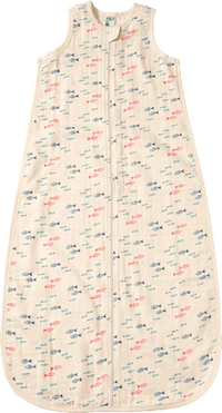 Schlafsack 0,5 TOG aus Musselin mit Fisch-Muster, beige, 130 cm, 1 St