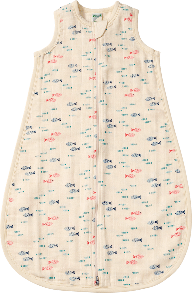 ALANA Schlafsack 0,5 TOG aus Musselin mit Fisch-Muster, beige, 80 cm, 1 St