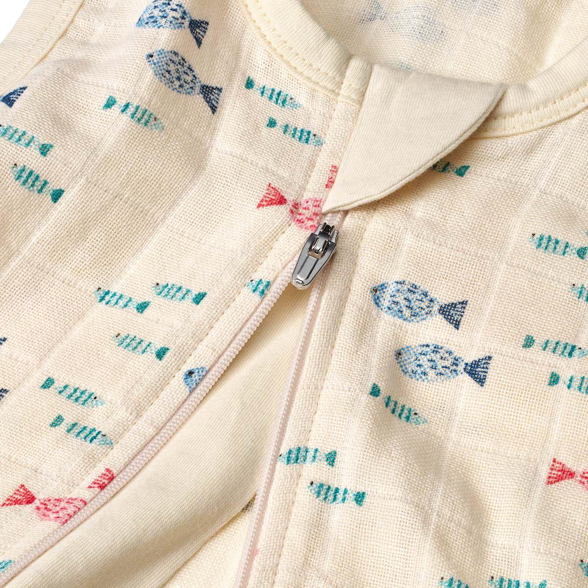 ALANA Schlafsack 0,5 TOG aus Musselin mit Fisch-Muster, beige, 80 cm, 1 St