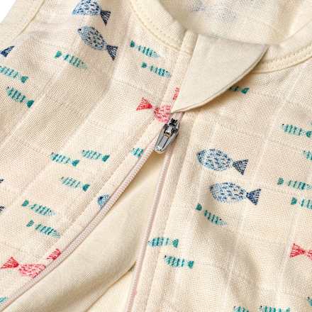 Schlafsack 0,5 TOG aus Musselin mit Fisch-Muster, beige, 90 cm, 1 St