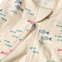 Schlafsack 0,5 TOG aus Musselin mit Fisch-Muster, beige, 90 cm, 1 St