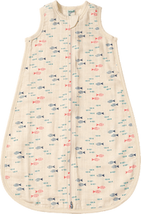 Schlafsack 0,5 TOG aus Musselin mit Fisch-Muster, beige, 90 cm, 1 St