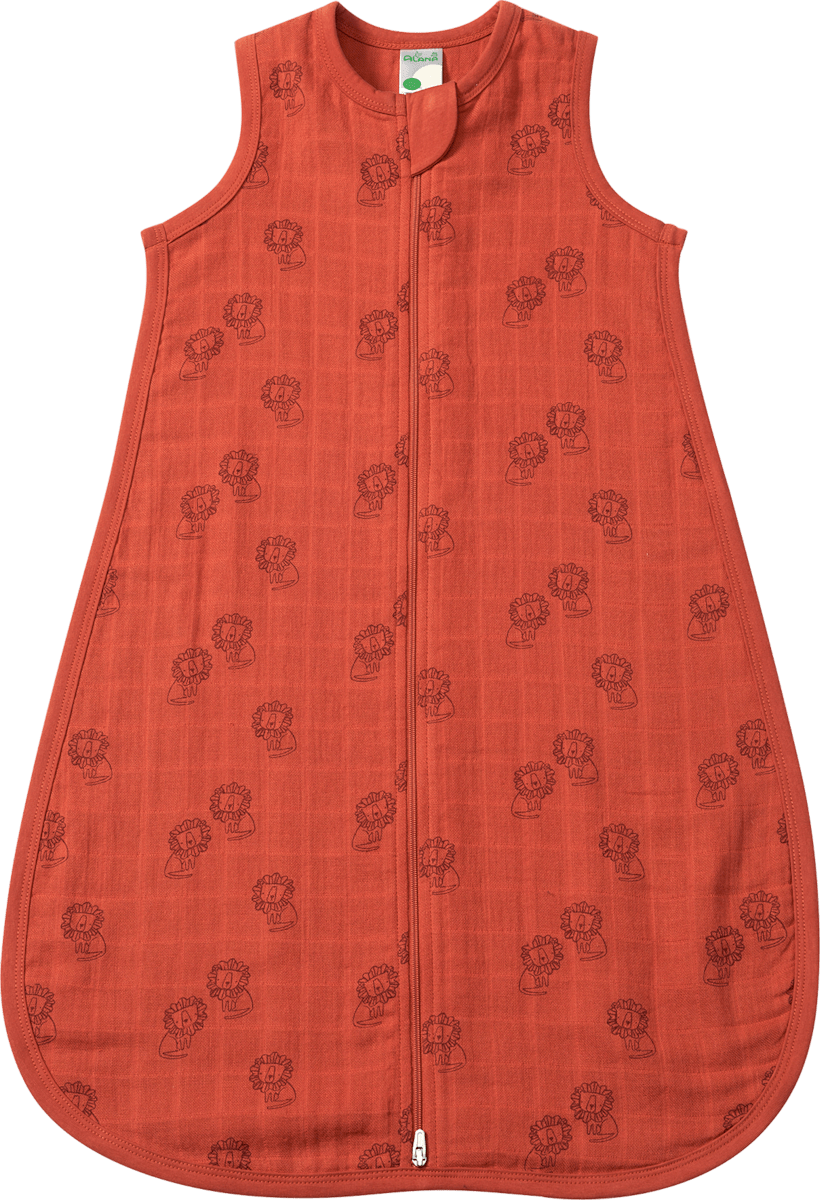 Schlafsack 0,5 TOG aus Musselin mit Löwen-Muster, rotbraun, 80 cm, 1 St