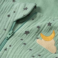 Schlafsack 1 TOG aus Musselin mit Stern-Muster, grün, 130 cm, 1 St
