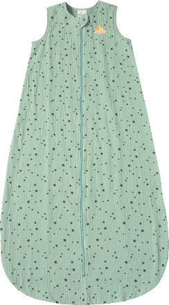 Schlafsack 1 TOG aus Musselin mit Stern-Muster, grün, 130 cm, 1 St