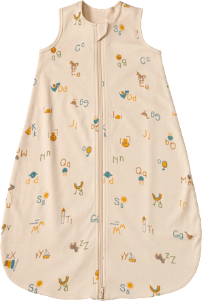Schlafsack 1 TOG mit ABC-Muster, beige, 90 cm, 1 St ALANA