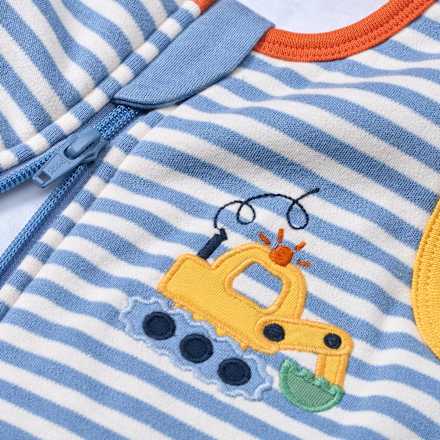 Schlafsack 2 TOG mit Streifen-Muster & Bagger-Applikation, blau, 80 cm, 1 St
