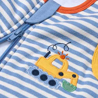 Schlafsack 2 TOG mit Streifen-Muster & Bagger-Applikation, blau, 80 cm, 1 St