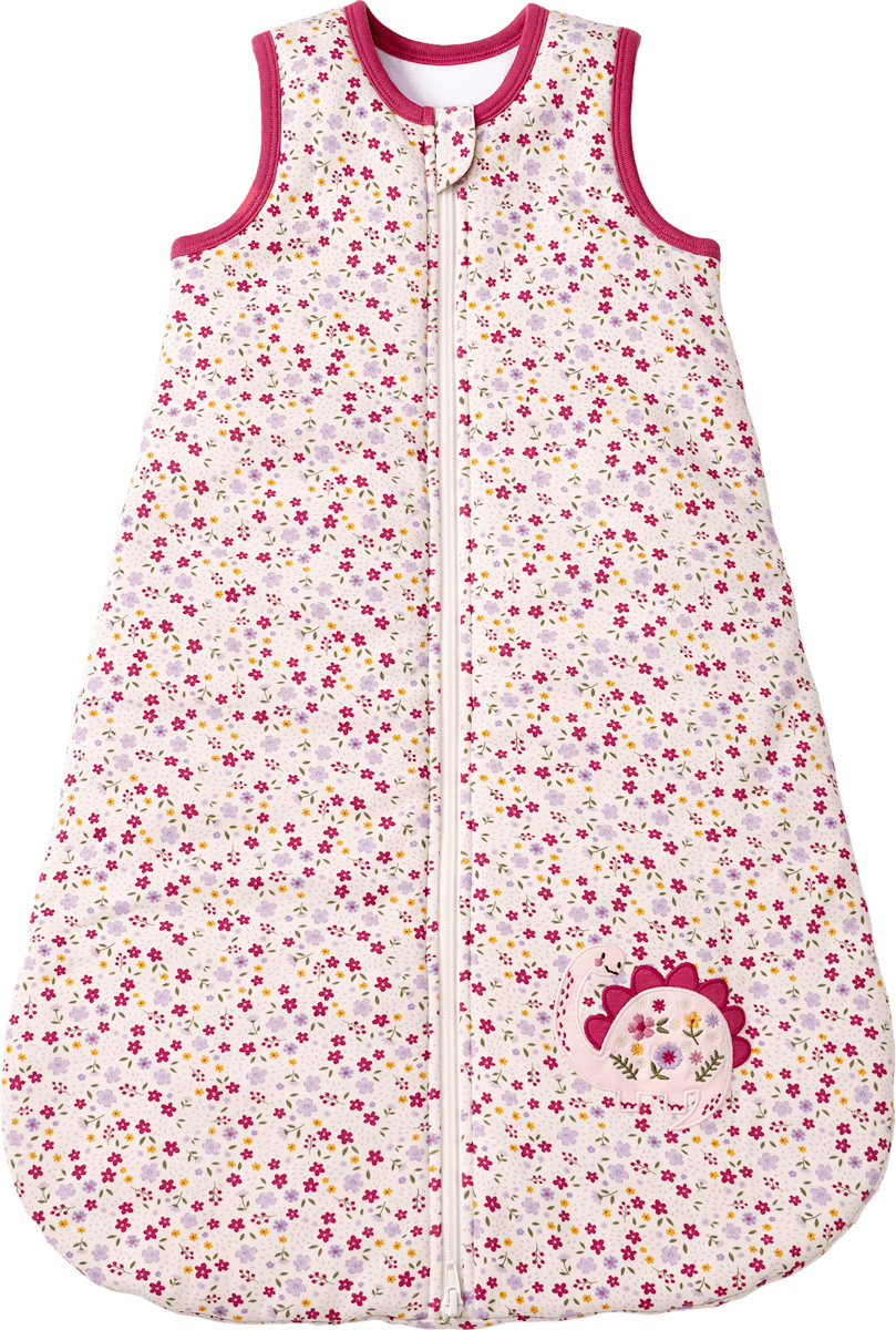Schlafsack 3 TOG mit Blumen-Muster & Dino-Applikation, lila, 80 cm, 1 St