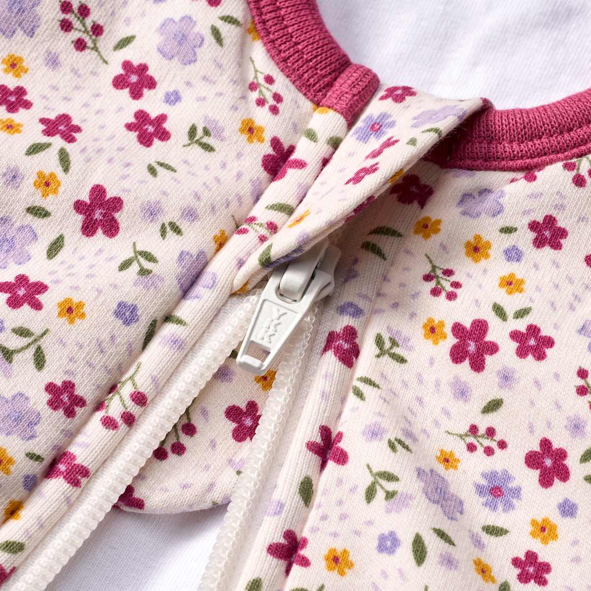 Schlafsack 3 TOG mit Blumen-Muster & Dino-Applikation, lila, 80 cm, 1 St