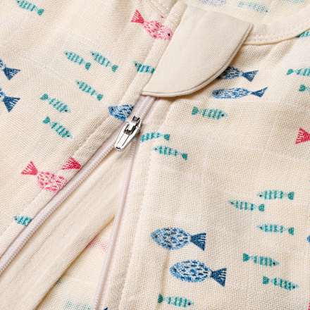 Schlafsack aus Musselin 0,5 TOG mit Fisch-Muster, beige, 80 cm, 1 St ALANA