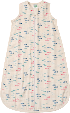 Schlafsack aus Musselin 0,5 TOG mit Fisch-Muster, beige, 80 cm, 1 St ALANA