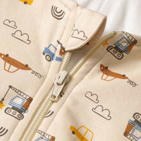 Schlafsack mit Beinen 1,5 TOG mit Baustellenfahrzeug-Muster, beige, 100 cm, 1 St ALANA