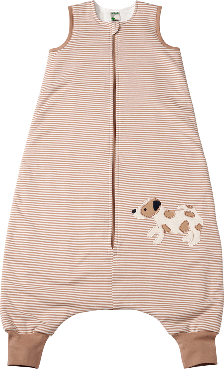 Schlafsack mit Beinen 1 TOG mit Streifen-Muster & Stickerei, braun, 110 cm, 1 St