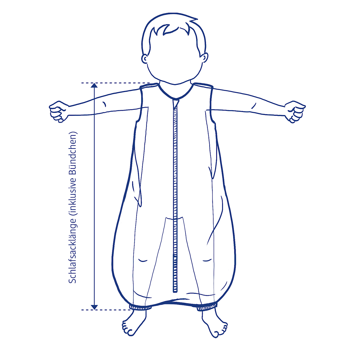 Schlafsack mit Beinen 1 TOG mit Streifen-Muster & Stickerei, braun, 110 cm, 1 St
