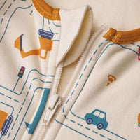 Slaapzak met pijpen 2 TOG met bouwvoertuigpatroon, beige, 100 cm, 1 stuk