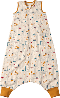 Slaapzak met pijpen 2 TOG met bouwvoertuigpatroon, beige, 100 cm, 1 stuk