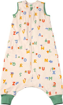 Schlafsack mit Beinen 2 TOG mit Buchstaben-Muster, beige,  110 cm, 1 St