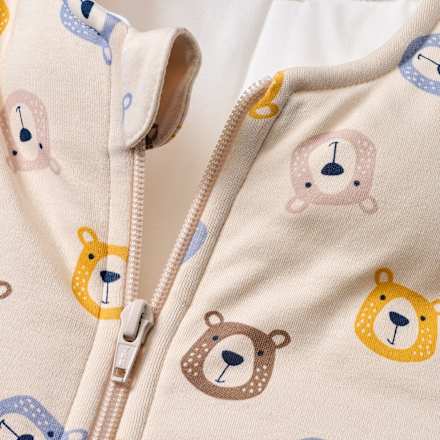 Schlafsack mit Beinen 3 TOG mit Bären-Muster, beige, 110 cm, 1 St