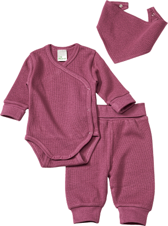 Set mit Body, Hose & Halstuch mit Waffel-Struktur, lila, Gr. 74/80, 1 St ALANA