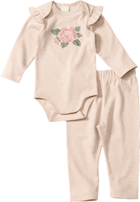 ALANA Set mit Body und Hose, beige mit Blumen-Motiv, Gr. 62/68, 1 St