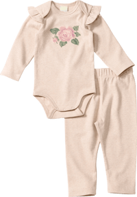 ALANA Set mit Body und Hose, beige mit Blumen-Motiv, Gr. 86/92, 1 St