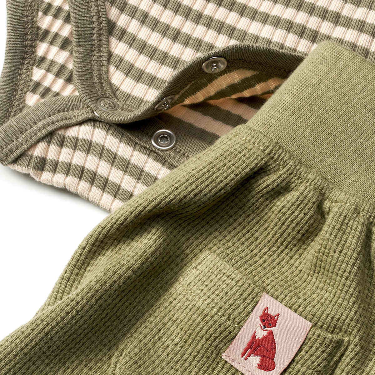 Set mit Body & Hose mit Streifen-Muster & Fuchs-Applikation, grün, Gr. 86/92, 1 St