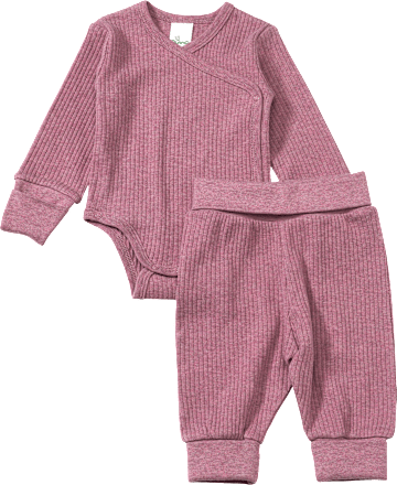 Set met body en broek met variabele mouwen en groeifunctie, mauve, maat 62/68, 1 stuk