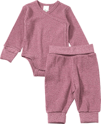 Set met body en broek met variabele mouwen en groeifunctie, mauve, maat 62/68, 1 stuk