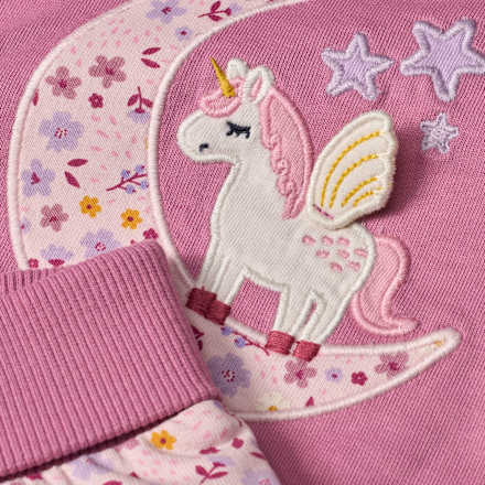 Set mit Hose mit Mitwachsfunktion & Sweatshirt mit Einhorn-Motiv, lila, Gr. 68, 1 St