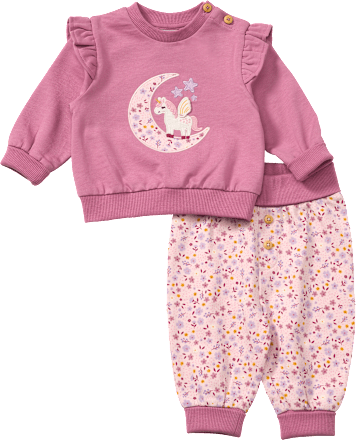 ALANA Set mit Hose mit Mitwachsfunktion & Sweatshirt mit Einhorn-Motiv, lila, Gr. 68, 1 St